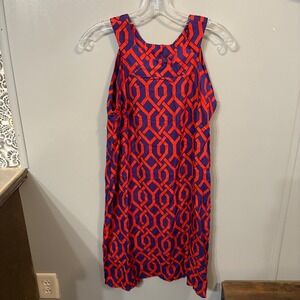 Escapada Red and Purple Geometric Pattern Sleeveless Dress (XS)
